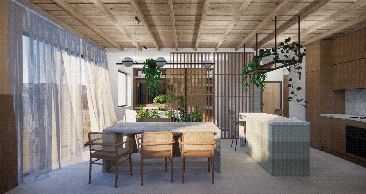 Apartament Japandi — projekt koncepcyjny