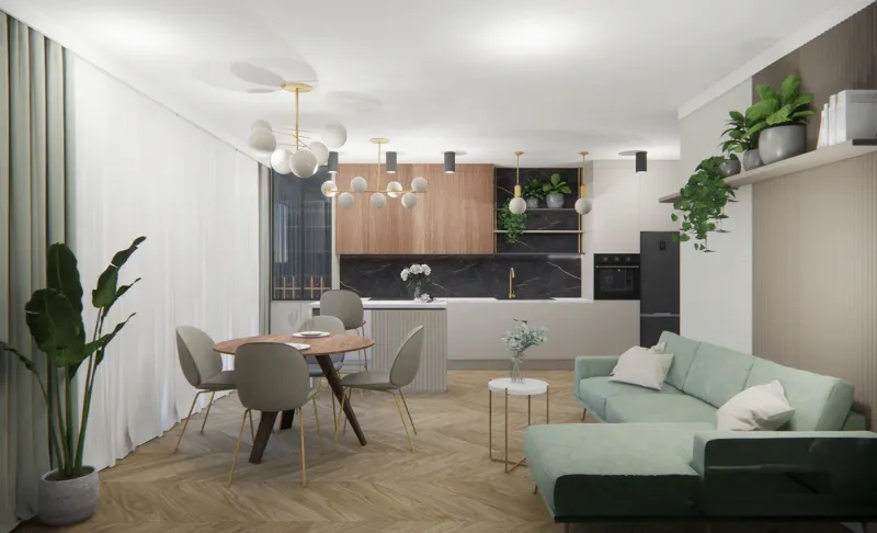 Salon z aneksem kuchennym — 2021