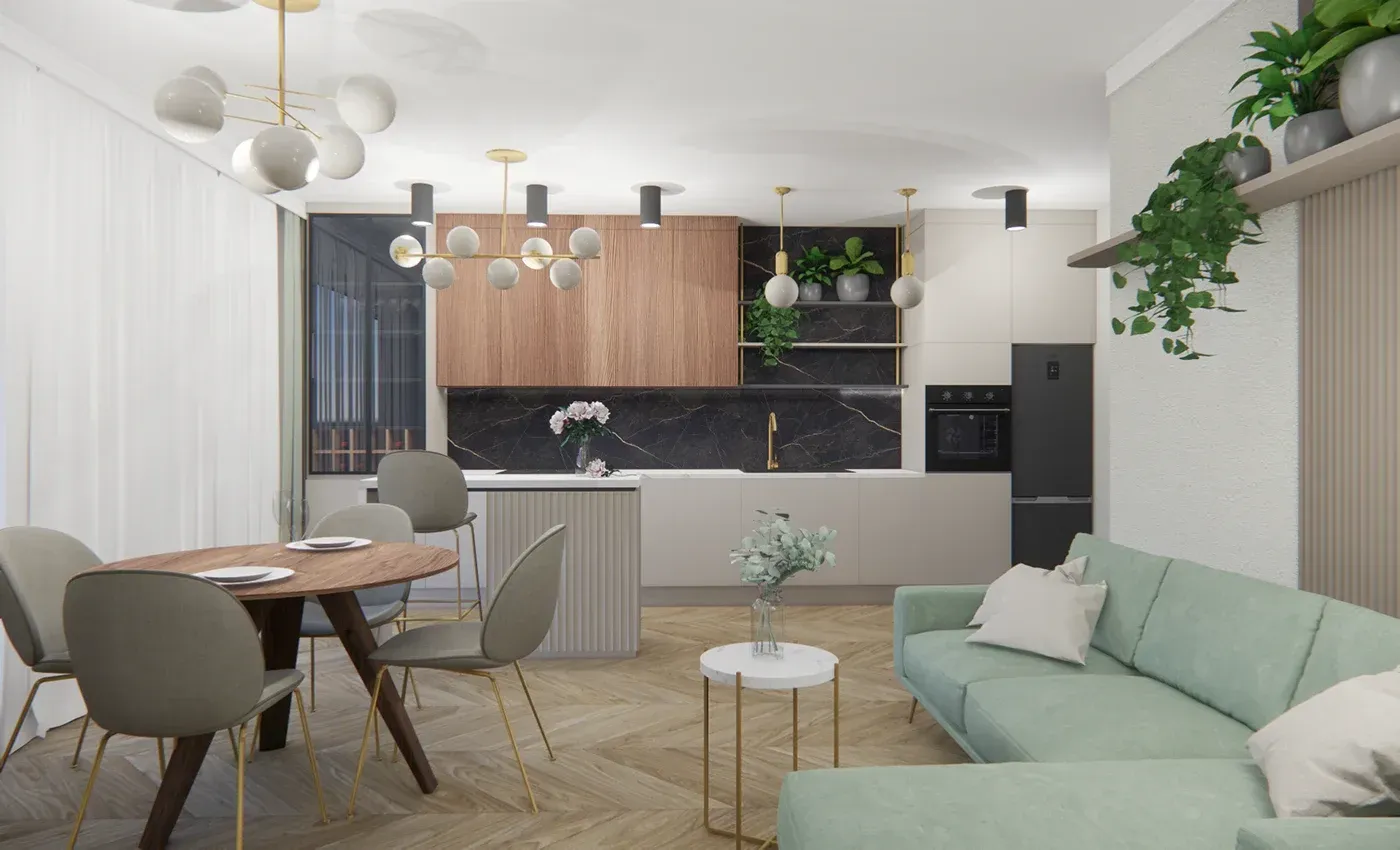 Salon z aneksem kuchennym — 2021 — zdjęcie 1