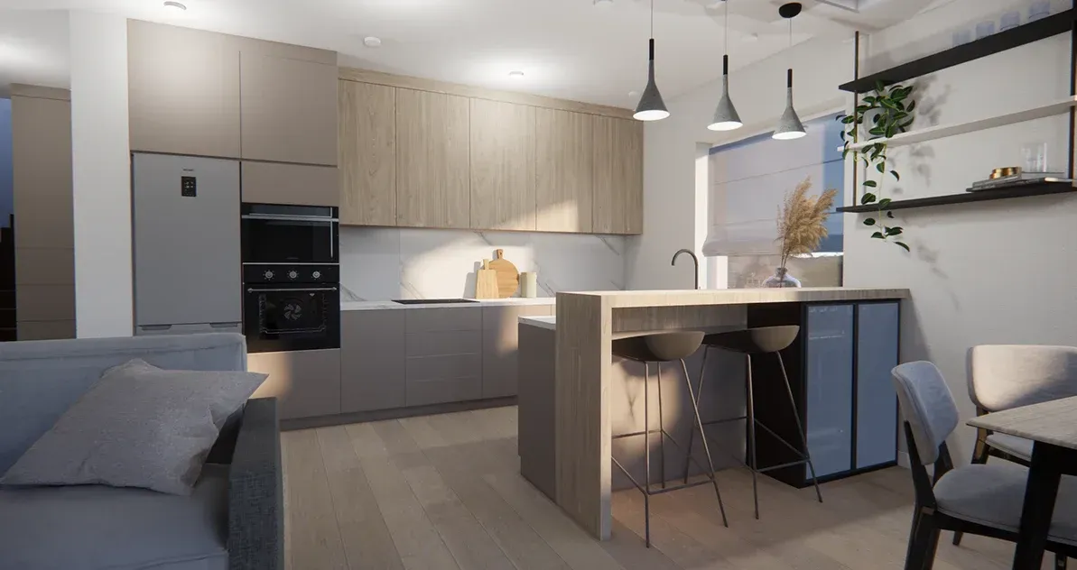Salon z otwartą kuchnią — zdjęcie 2