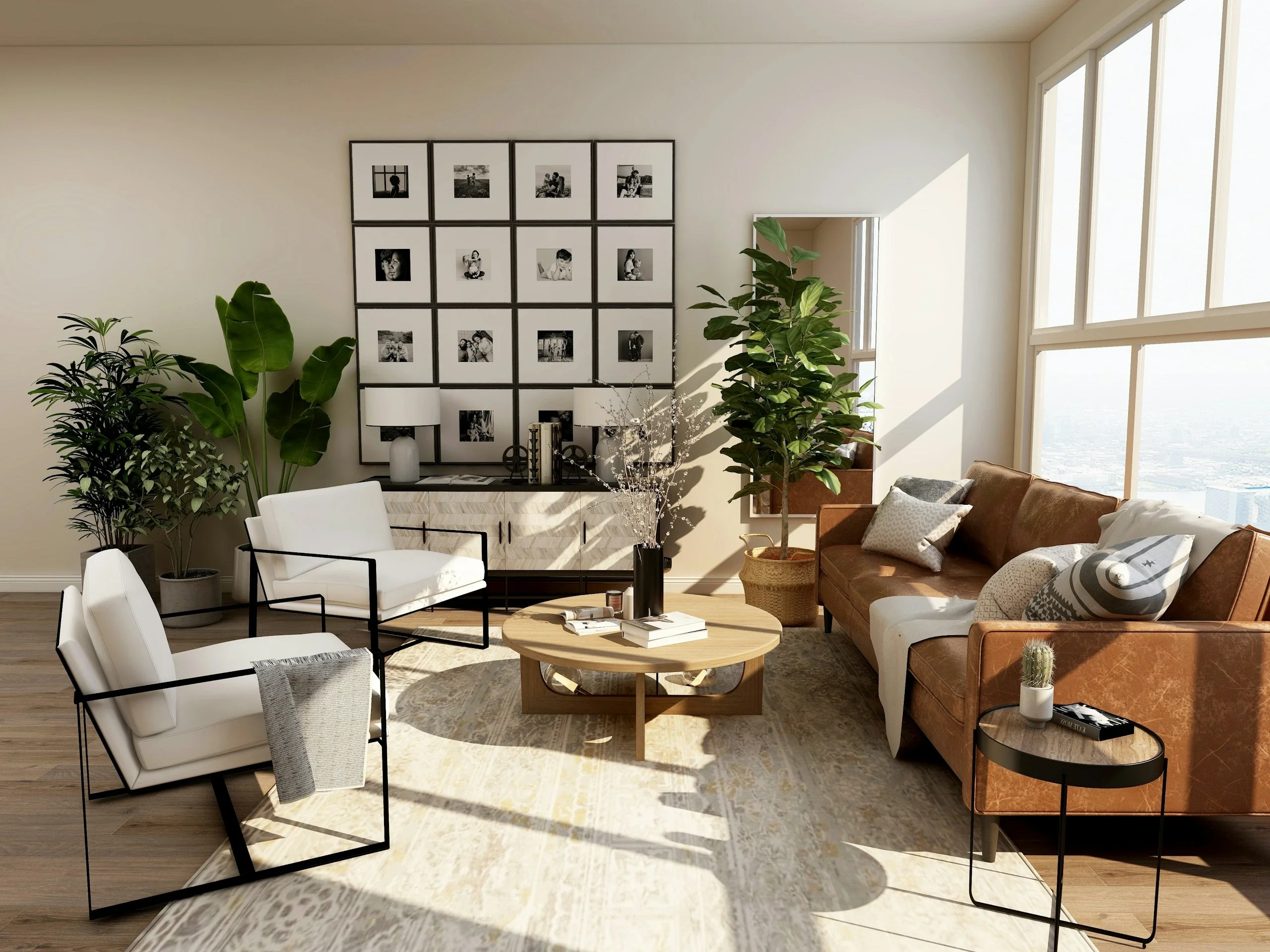 Minimalist living room designed by DeMāre Studio in Gdańsk