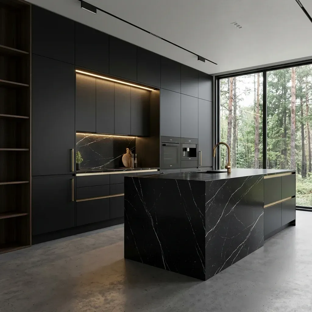 Minimalistyczny salon zaprojektowany przez DeMāre Studio — architekt wnętrz Gdańsk